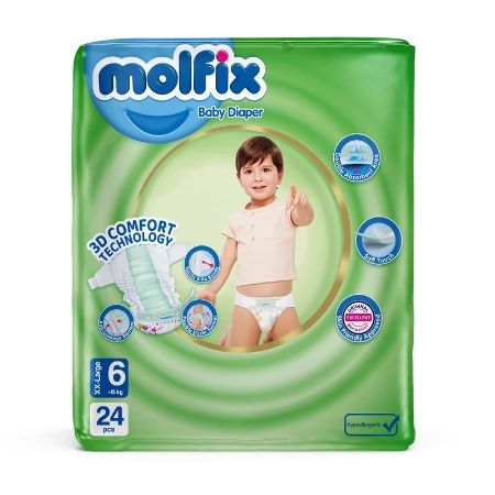 تصویر  پوشک بچه مولفیکس سایز 6 بسته 24 عددی