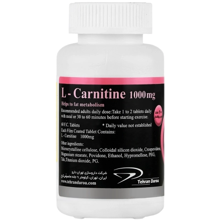 تصویر  قرص ال کارنیتین 1000 میلی گرم تداویتال تهران دارو - 60 عددی