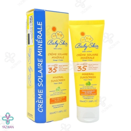 کرم ضد آفتاب مینرال کودک SPF35 بیبی اسکین - 50 میلی لیتر