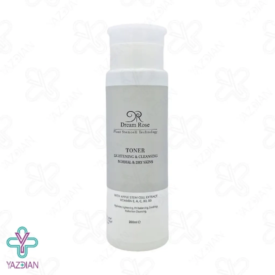 تونر پاک کننده و روشن کننده پوست خشک دریم رز - 200 میلی لیتر