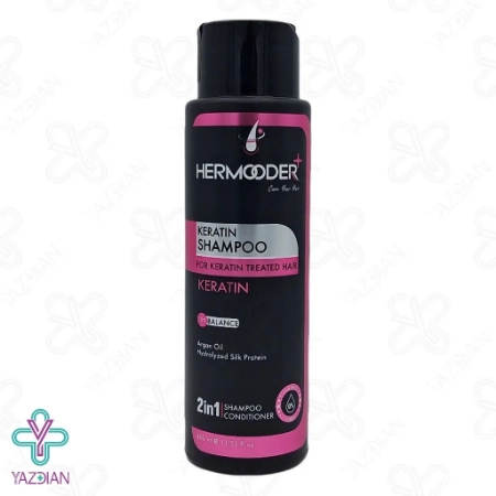 شامپو تقویت کننده و ترمیم کننده کراتینه هرمودر پلاس - 400 میلی لیتر	
