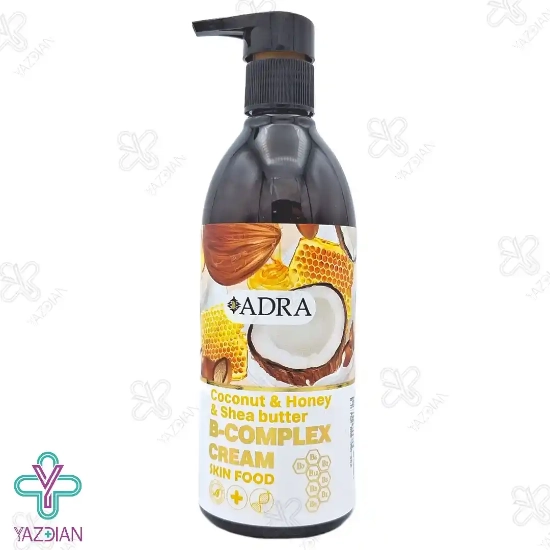 کرم مرطوب کننده پمپی ب کمپلکس آدرا حاوی نارگیل عسل و شی باتر - 350 میلی لیتر