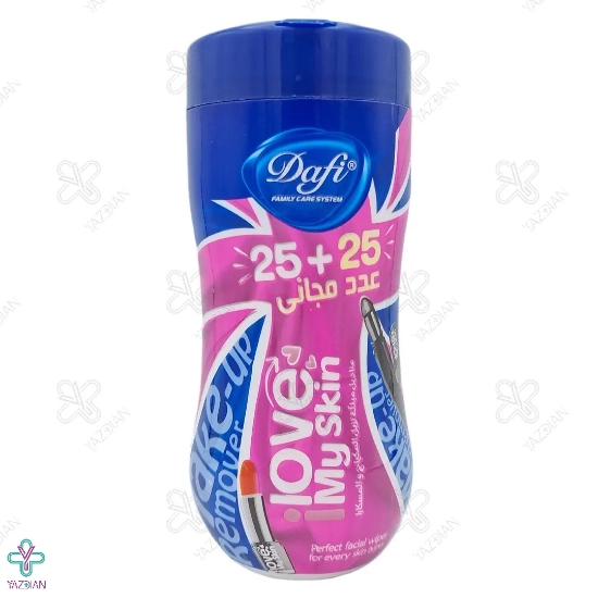 دستمال مرطوب پاک کننده آرایش قوطی دافی - 50 عددی