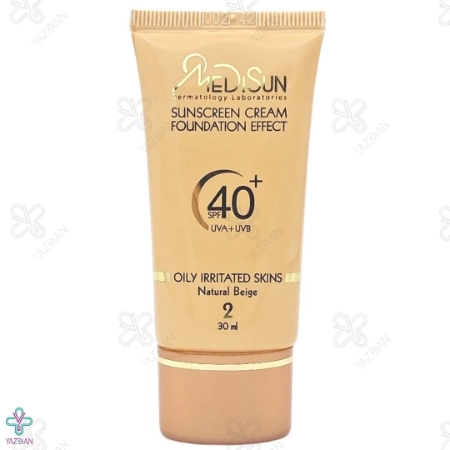 کرم ضد آفتاب SPF 40 مدیسان با پوشش کرم پودر مناسب پوست چرب و حساس - بژ طبیعی 