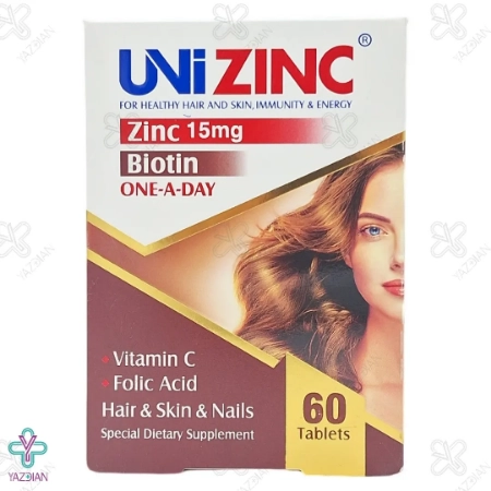 قرص یونی زینک تقویت پوست. مو و ناخن ابیان دارو - 60 عددی
