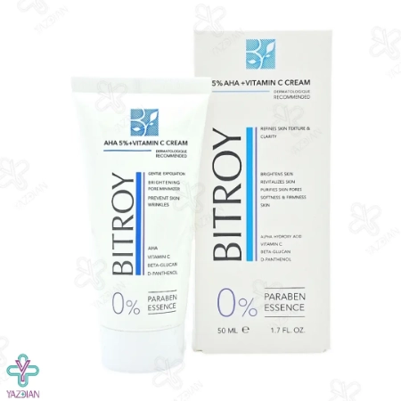 کرم روشن کننده آلفا هیدروکسی اسید 5 درصد ویتامین ث بیتروی - 50 میلی لیتر	