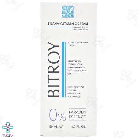 کرم روشن کننده آلفا هیدروکسی اسید 5 درصد ویتامین ث بیتروی - 50 میلی لیتر	