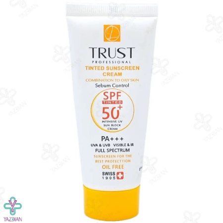 کرم ضد آفتاب SPF 50 پوست چرب و مختلط تراست - بژ طبیعی	
