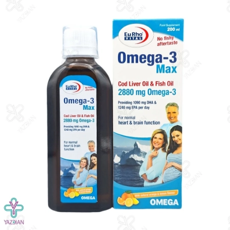شربت امگا3 مکس 2880 میلی گرم یوروویتال - 200 میلی لیتر 
