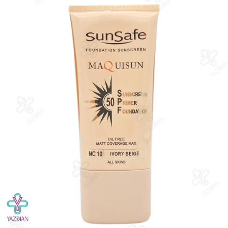 کرم ضد آفتاب SPF50 پودری و پرایمری سان سیف - بژ عاجی	