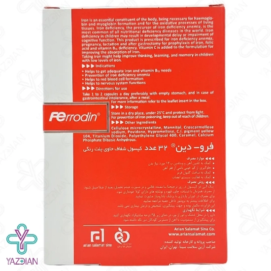 قیمت و خرید کپسول آهن فرودین آرین سلامت سینا - 32 عددی