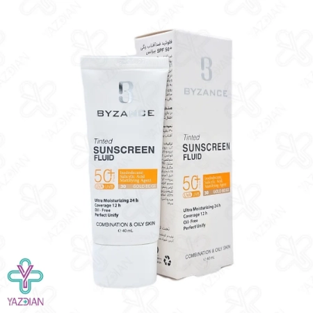 فلوئید ضد آفتاب SPF50 پوست چرب بیزانس – بژ طلایی