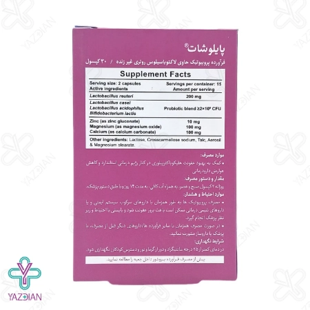 کپسول گوارش پایلوشات بی اس کی - 30 عددی	