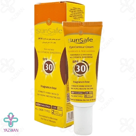 کرم دور چشم رنگی حاوی ضد آفتاب SPF 30 سان سیف - بژ طبیعی	