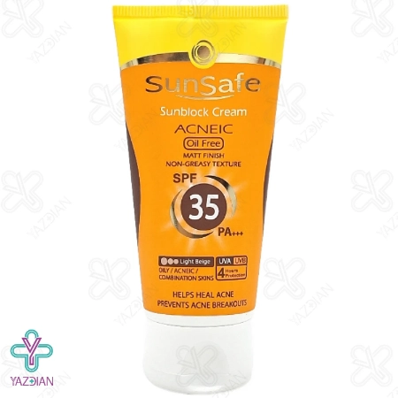 کرم ضد آفتاب SPF 35 فاقد چربی سان سیف - بژ روشن	