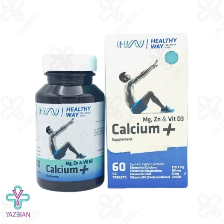 قرص کلسیم منیزیم زینک هلثی وی ابوریحان - 60 عددی	