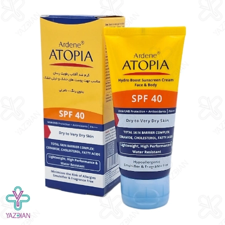 کرم ضد آفتاب SPF 40 آتوپیا آردن مناسب پوست خشک و خیلی خشک - بی رنگ	