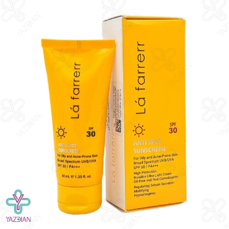 کرم ضد آفتاب و ضد لک SPF 30 لافارر پوست چرب - بی رنگ	