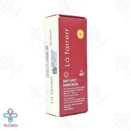 کرم ضد آفتاب و ضد لک SPF 40 پوست چرب لافارر - بژ روشن	