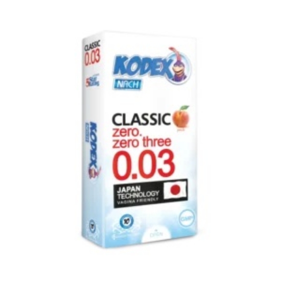 تصویر  کاندوم بسیار نازک  مدل 0.03 هلو کدکس  - 10 عددی