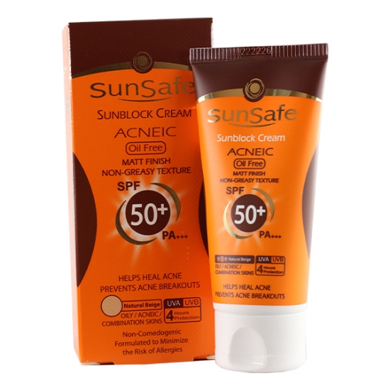 تصویر  کرم ضد آفتاب SPF 50 فاقد چربی سان سیف - بژ طبیعی