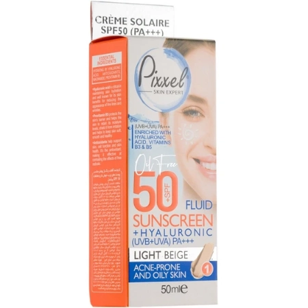 کرم ضد آفتاب SPF50 پوست چرب و جوش دار پیکسل - بژ روشن