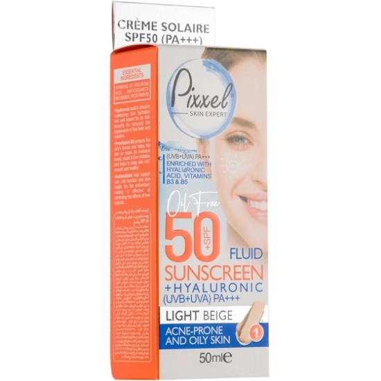 کرم ضد آفتاب SPF50 پوست چرب و جوش دار پیکسل - بژ روشن
