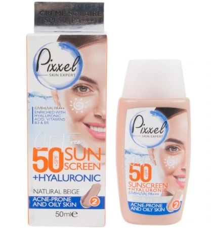 کرم ضد آفتاب SPF50 پوست چرب و جوش دار پیکسل - بژ طبیعی