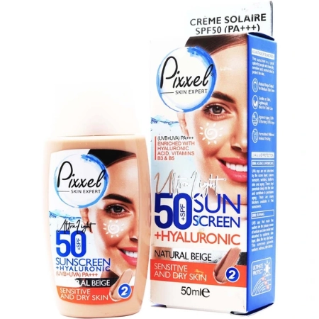 کرم ضد آفتاب SPF50 پوست خشک و حساس پیکسل - بژ طبیعی