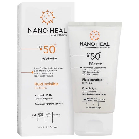 تصویر  فلوئید ضد آفتاب SPF50 انواع پوست نانوهیل - بی رنگ