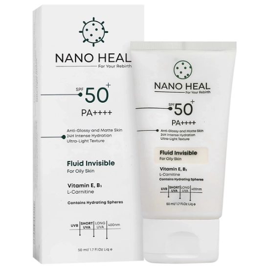 تصویر  فلوئید ضد آفتاب SPF50 پوست چرب نانوهیل - بی رنگ