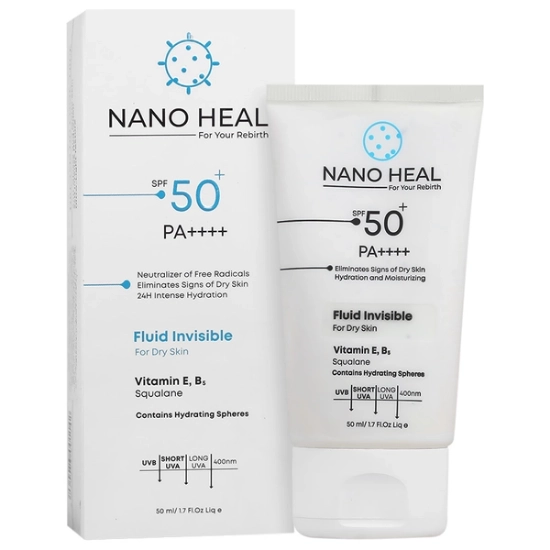 تصویر  فلوئید ضد آفتاب SPF50 پوست خشک نانوهیل - بی رنگ