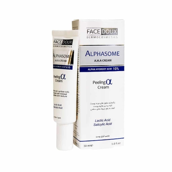 تصویر  کرم لایه یردار AHA10% آلفازوم فیس دوکس - 30 میلی لیتر