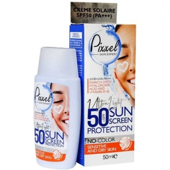کرم ضد آفتاب SPF50 پوست خشک و حساس پیکسل - بی رنگ