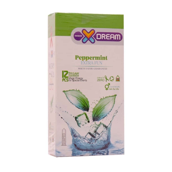 تصویر  کاندوم وقفه دهنده و خنک کننده مدل Peppermint ایکس دریم - 12 عددی