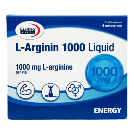 تصویر  محلول خوراکی ال آرژنین 1000 میلی گرم یوروویتال - 6 عددی