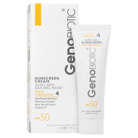 تصویر  کرم ضد آفتاب فاقد چربی SPF50 ژنوبایوتیک - بژ طبیعی