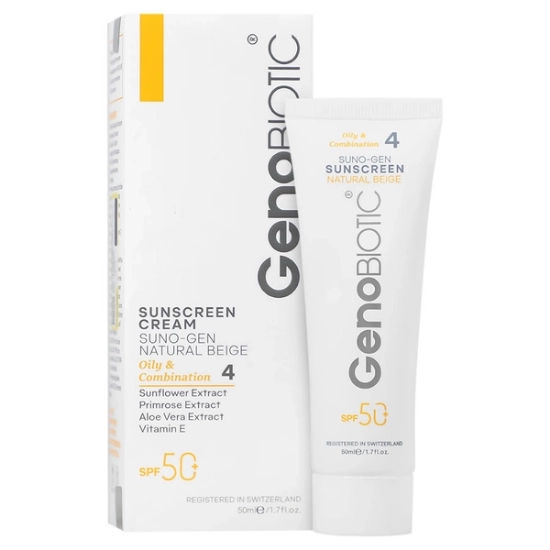 تصویر  کرم ضد آفتاب فاقد چربی SPF50 ژنوبایوتیک - بژ طبیعی