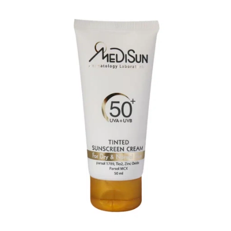 تصویر  ضد آفتاب SPF50 پوست خشک و معمولی مدیسان - بژ طبیعی