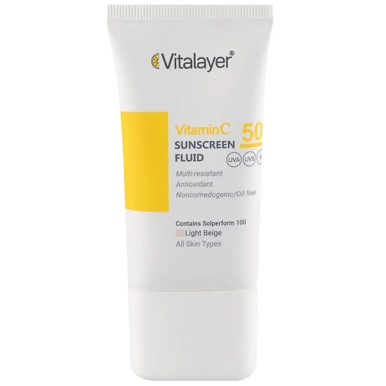 تصویر  فلوئید ضد آفتاب ویتامین ث SPF50 انواع پوست ویتالیر - بژ روشن