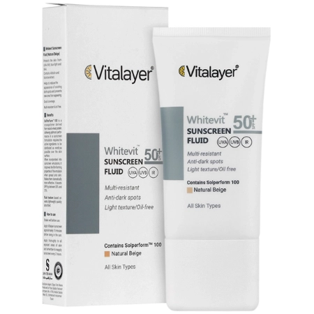 تصویر  فلوئید ضد آفتاب و ضد لک SPF50 انواع پوست وایت ویت ویتالیر - بژ طبیعی