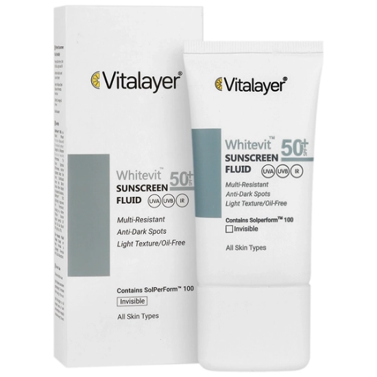 تصویر  فلوئید ضد آفتاب و ضد لک SPF50 انواع پوست وایت ویت ویتالیر - بی رنگ