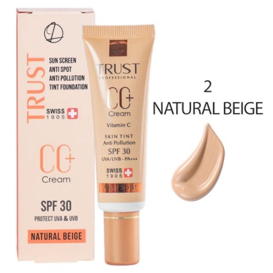 تصویر  سی سی کرم پلاس SPF30 ضد آفتاب ضد لک روشن کننده انواع پوست تراست - بژ طبیعی