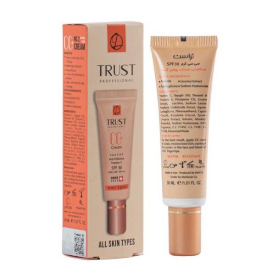 تصویر  سی سی کرم پلاس SPF30 ضد آفتاب ضد لک روشن کننده انواع پوست تراست - بژ طبیعی