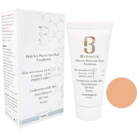 تصویر  کرم ضد آفتاب بیزانس  +50 SPF - فاقد چربی گلد بژ شماره 40