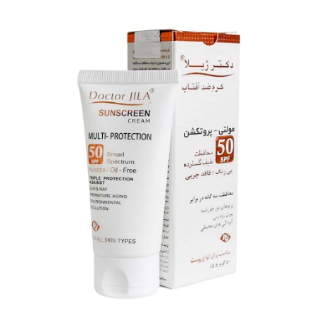 تصویر  کرم ضد آفتاب مولتی پروتکشن SPF 50 فاقد چربی دکتر ژیلا - بی رنگ