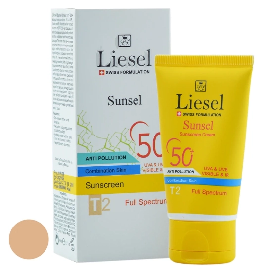 تصویر  کرم ضد آفتاب SPF 50 لایسل T2  پوست چرب - بژ متوسط