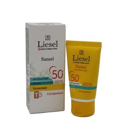 تصویر  کرم ضد آفتاب SPF 50 لایسل T3  پوست چرب - بژ تیره