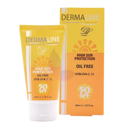 تصویر  کرم ضد آفتاب فاقد چربی SPF 50 درمالاین - بی رنگ