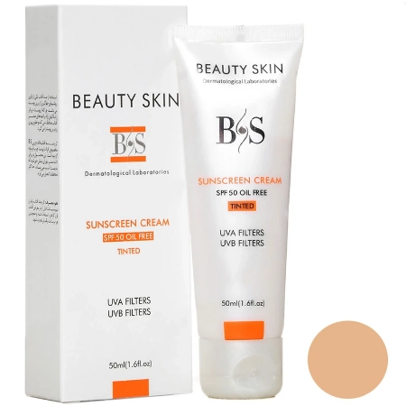 تصویر  کرم ضد آفتاب SPF50 پوست چرب بیوتی اسکین - رنگی